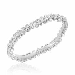 Granules wave eternity band in white gold