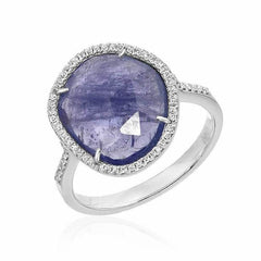 one of a kind tanzanite ring in white gold with diamonds