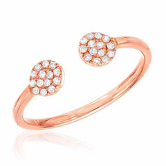 Double round pave ring in rose gold with diamonds