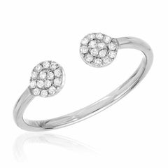 Double round pave ring in white gold with diamonds