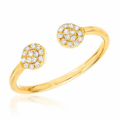 Double round pave ring in yellow gold with diamonds