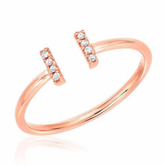 double bar ring with diamonds in rose gold
