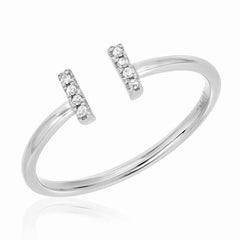 double bar ring with diamonds in white gold