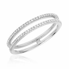 double row diamond ring in white gold