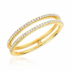 double row diamond ring in yellow gold