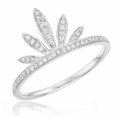 sunrise ring with diamonds in white gold