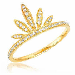 sunrise ring with diamonds in yellow gold