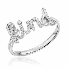 kind script ring in white gold