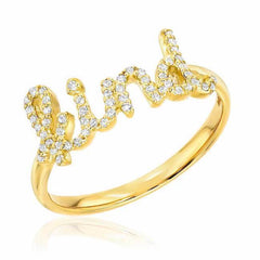 kind script ring in yellow gold