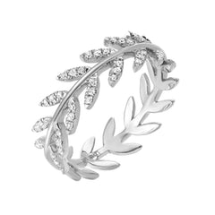 wreath band with diamonds in 14k white gold
