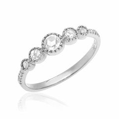 Diamond halfway band with five rose cut diamonds in white gold