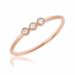 triple petite bezel set diamond band in rose gold