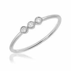triple petite bezel set diamond band in white gold