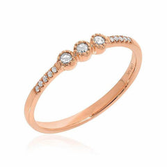 Rose Gold Diamond Band With Triple Rose Cut Center