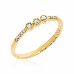 Yellow Gold Diamond Band With Triple Rose Cut Center