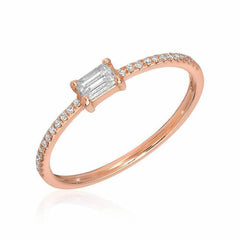 heirloom baguette center halfway diamond band in rose gold