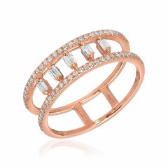 Heirloom baguette pillars halfway band in rose