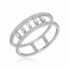 Heirloom baguette pillars halfway band in white