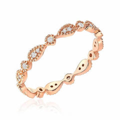 pear milgrain eternity band in rose gold