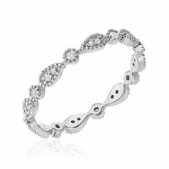 pear milgrain eternity band in white gold