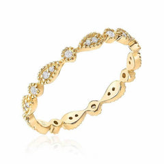 pear milgrain eternity band in yellow gold