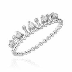 tiara beaded band in white gold