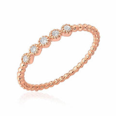 beaded band with 5 bezel set diamonds in rose gold