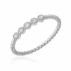 beaded band with 5 bezel set diamonds in white gold