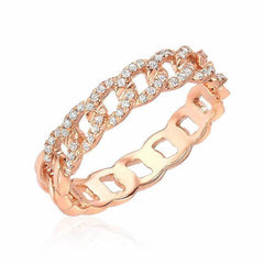 curb chain band in rose gold with diamonds