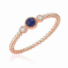 rose cut lapis beaded band with diamonds in rose gold