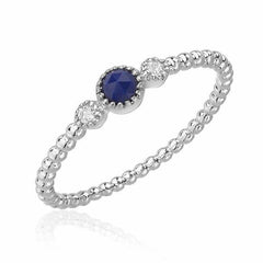 rose cut lapis beaded band with diamonds in white gold