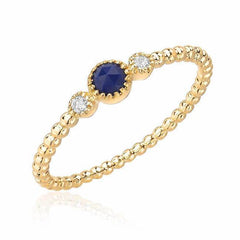rose cut lapis beaded band with diamonds in yellow gold