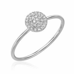 pave disc ring in white gold