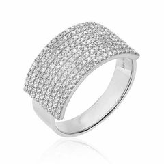 extra wide diamond band in white gold