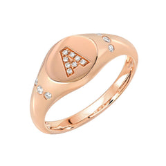 initial signet ring in "A" in 14k rose gold
