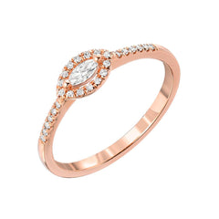Marquise Halo Halfway Band in 14k rose gold