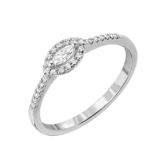 Marquise Halo Halfway Band in 14k white gold