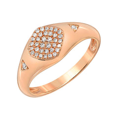 pave signet ring in 14k rose gold