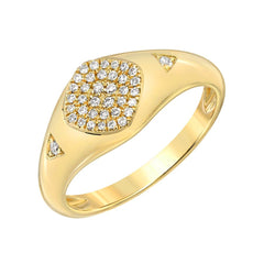pave signet ring in 14k yellow gold