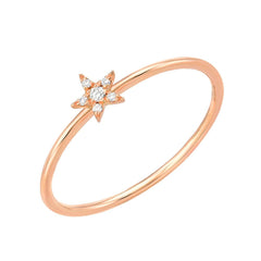petite diamond star stackable ring in 14k rose gold