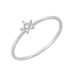 petite diamond star stackable ring in 14k white gold