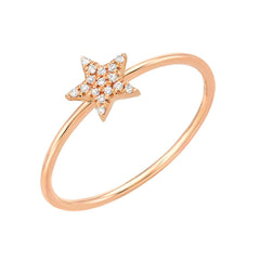 star pave diamond ring in 14k rose gold