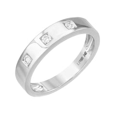 High Polish Wide Band With Three Diamonds