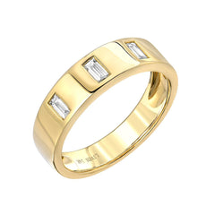 triple baguette diamond cigar band in 14k yellow gold