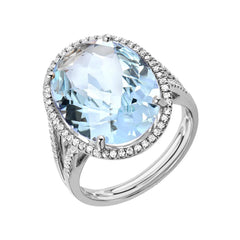 Oval Aquamarine and Diamond Ring - Large