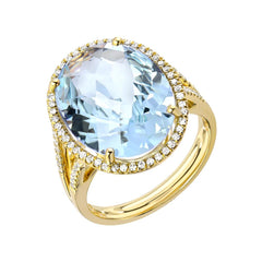 Oval Aquamarine and Diamond Ring - Large