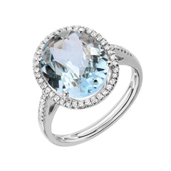 Oval Aquamarine and Diamond Ring - Medium