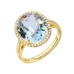 Oval Aquamarine and Diamond Ring - Medium