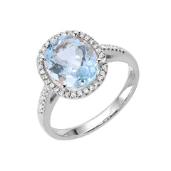 Oval Aquamarine and Diamond Ring - Small