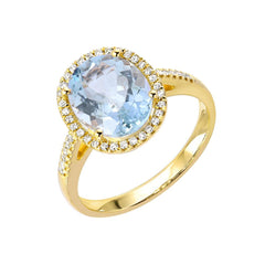 Oval Aquamarine and Diamond Ring - Small